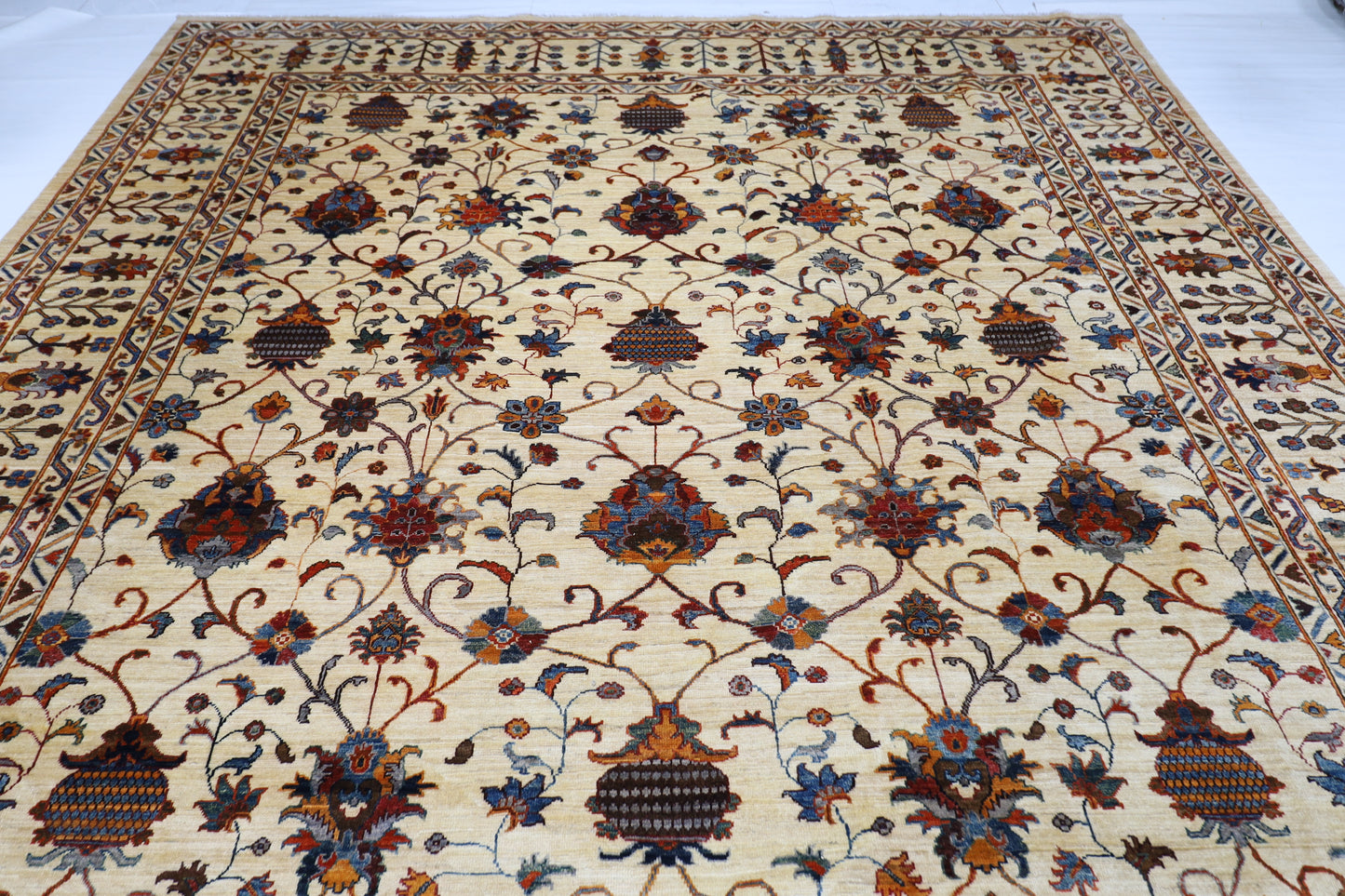 305 x 500 cm | Sultani Beige Area Rug Afghan Hand Knotted veg Dye Wool carpet
