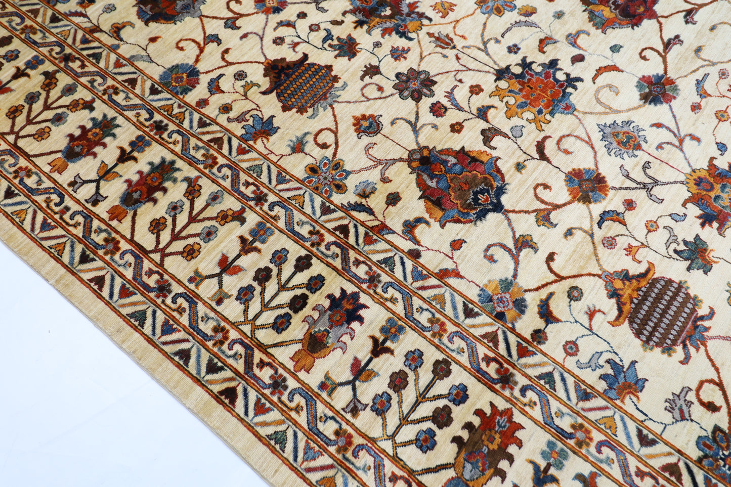 305 x 500 cm | Sultani Beige Area Rug Afghan Hand Knotted veg Dye Wool carpet