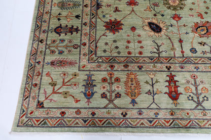 298 x 397 cm | Green Sultani Afghan Veg Dye Wool carpet