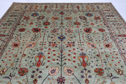 298 x 397 cm | Green Sultani Afghan Veg Dye Wool carpet