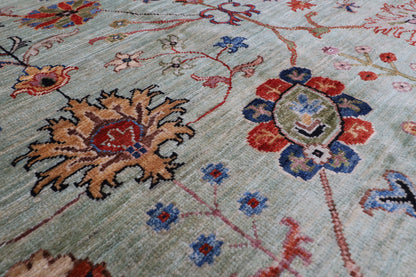 298 x 397 cm | Green Sultani Afghan Veg Dye Wool carpet