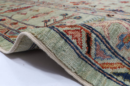 298 x 397 cm | Green Sultani Afghan Veg Dye Wool carpet