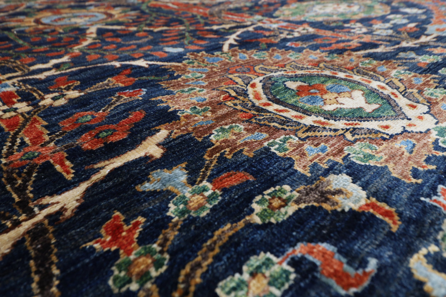 360 x 423 cm | Bidjar Blue Area Rug Afghan Hand Knotted veg Dye Wool carpet