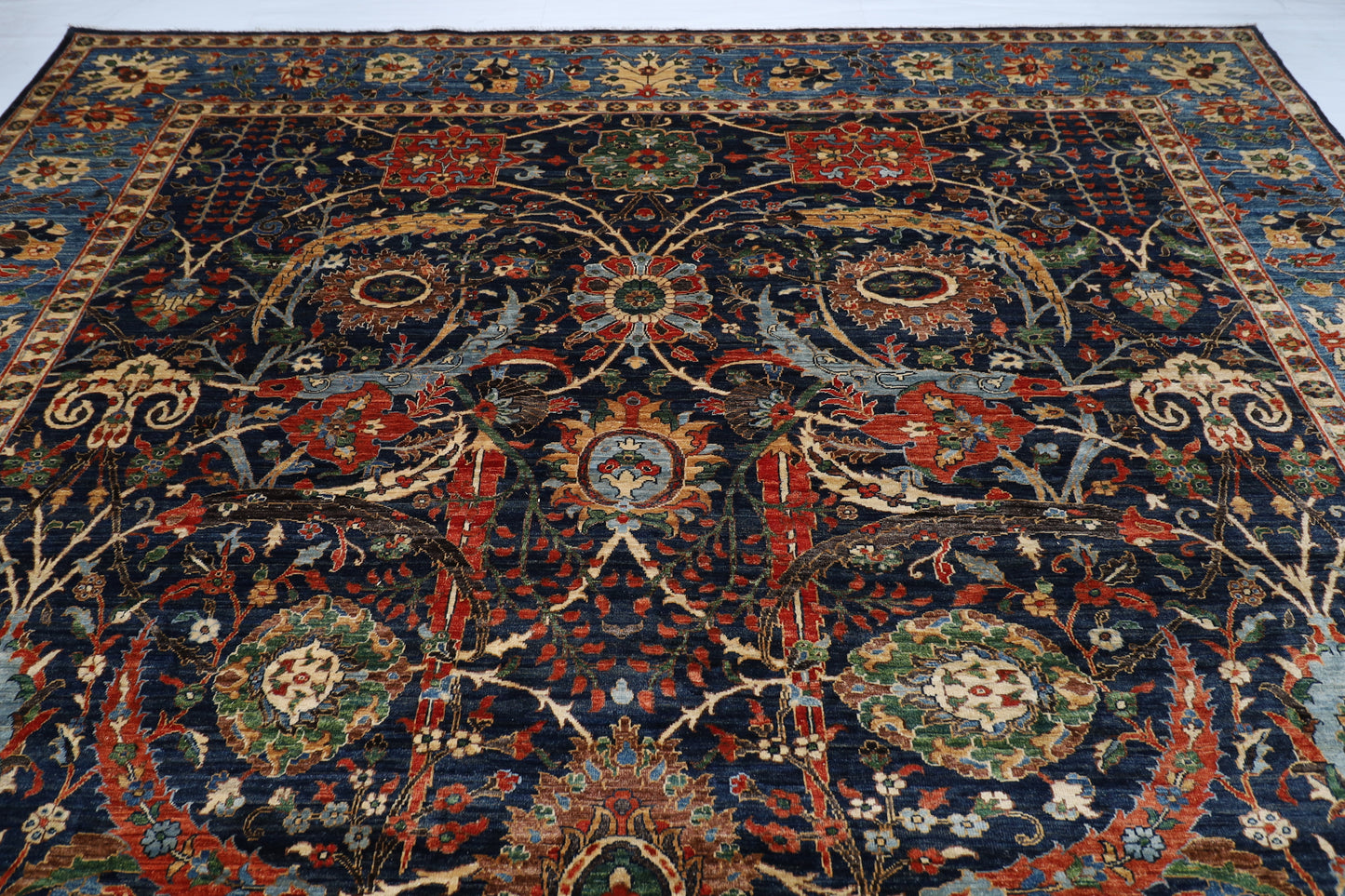 360 x 423 cm | Bidjar Blue Area Rug Afghan Hand Knotted veg Dye Wool carpet