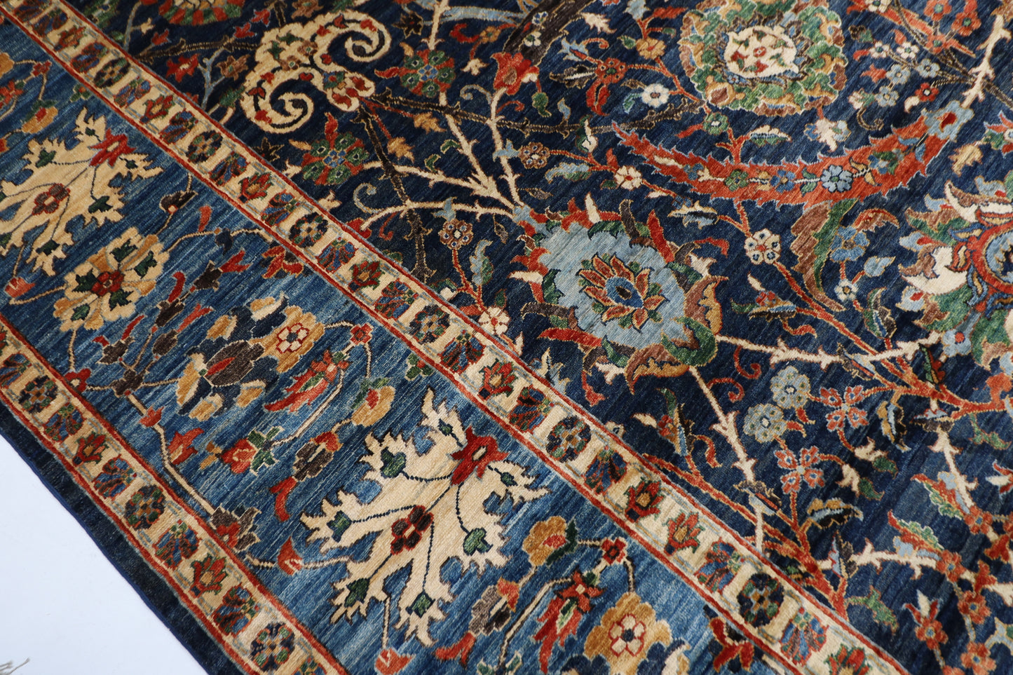 360 x 423 cm | Bidjar Blue Area Rug Afghan Hand Knotted veg Dye Wool carpet