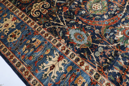 360 x 423 cm | Bidjar Blue Area Rug Afghan Hand Knotted veg Dye Wool carpet