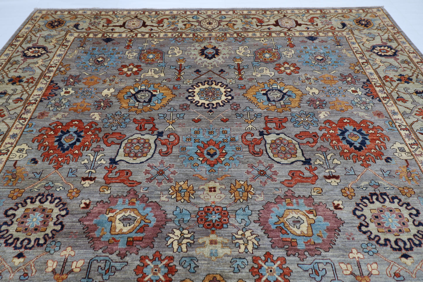 314 x 420 cm | Bidjar Oriental Gray Afghan Tribal Hand Knotted veg Dye Wool Carpet