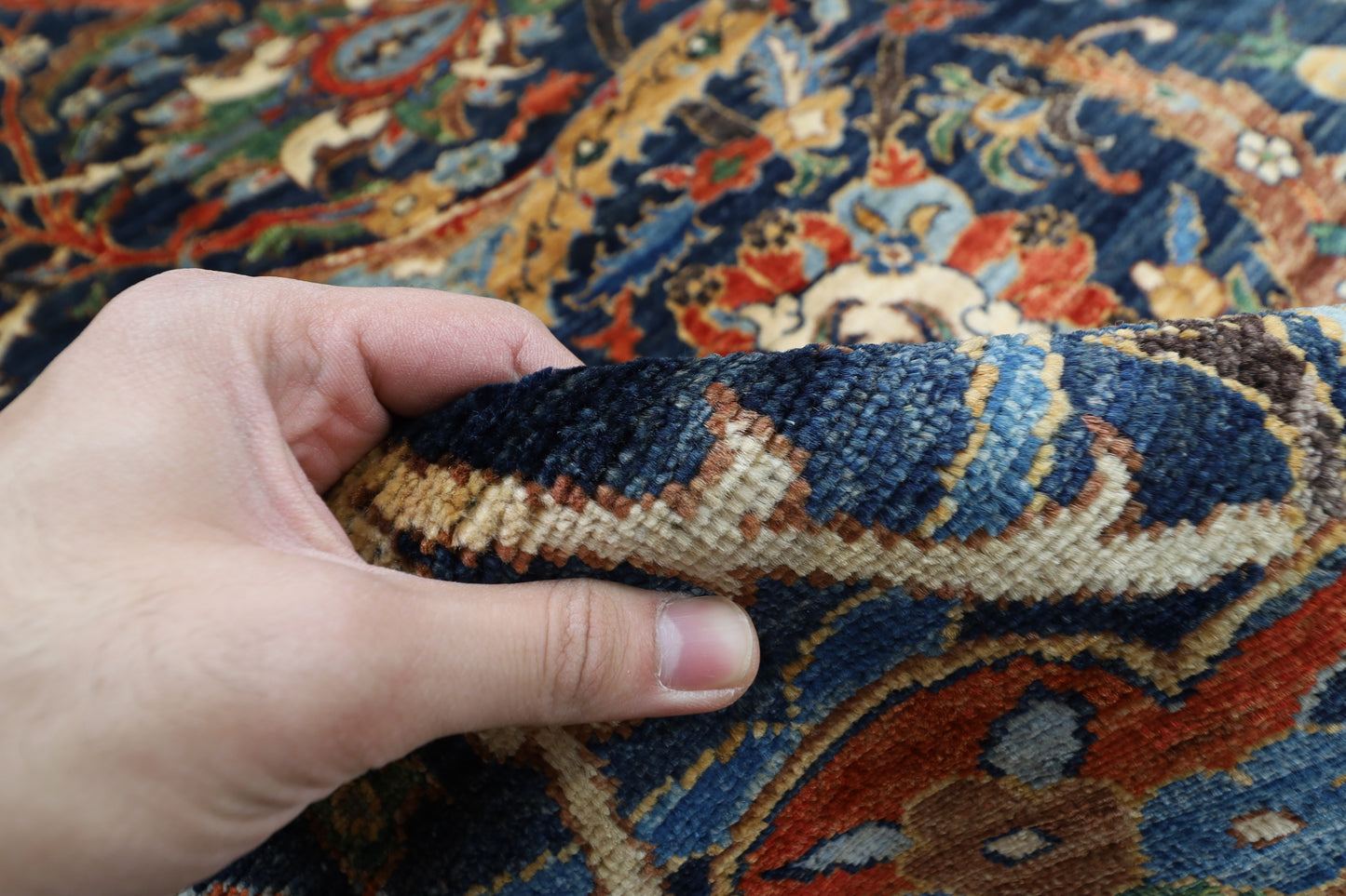 360 x 423 cm | Bidjar Blue Area Rug Afghan Hand Knotted veg Dye Wool carpet