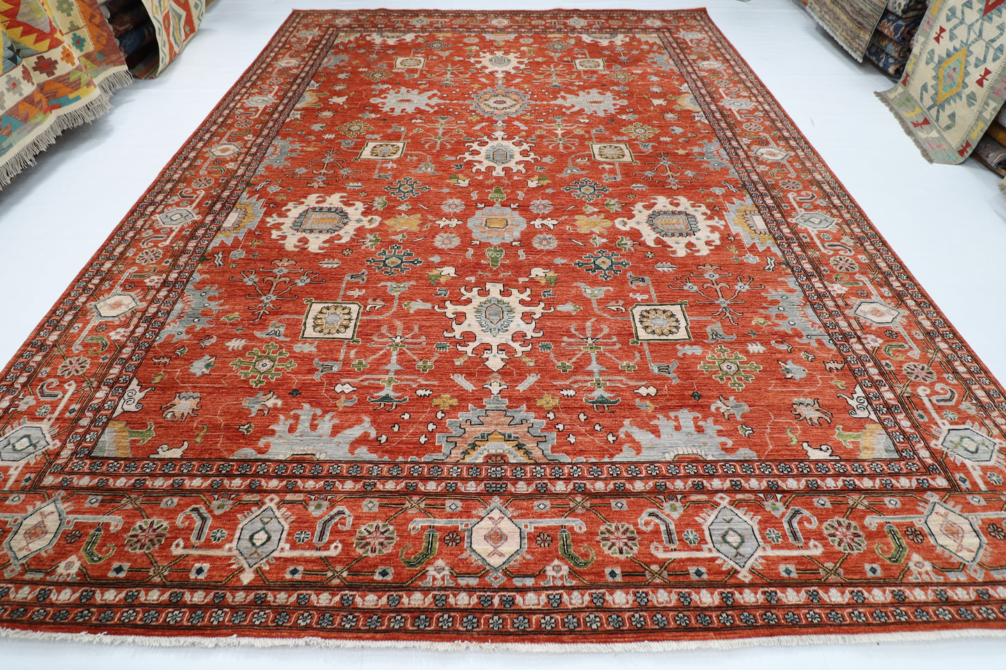 309 x 425 cm | Large Size Floral Area Rug Afghan Hand Knotted veg Dye Wool carpet