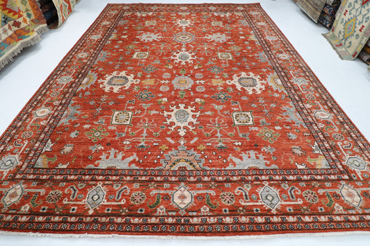 309 x 425 cm | Large Size Floral Area Rug Afghan Hand Knotted veg Dye Wool carpet