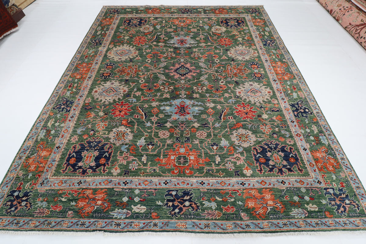250 x 300 cm | Green Afghan Veg Dye Wool carpet