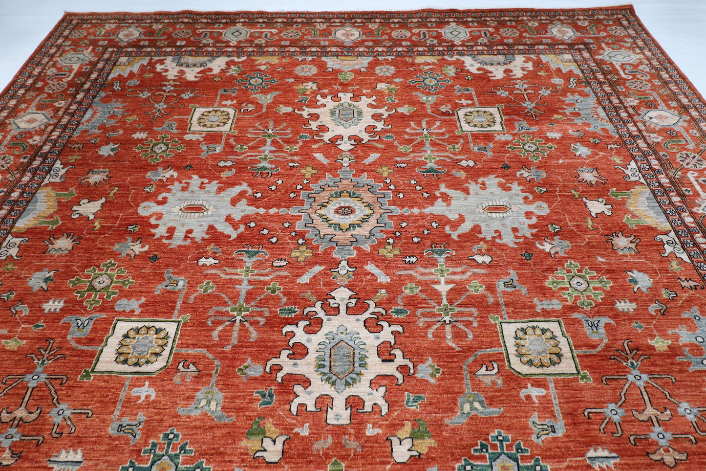 309 x 425 cm | Large Size Floral Area Rug Afghan Hand Knotted veg Dye Wool carpet