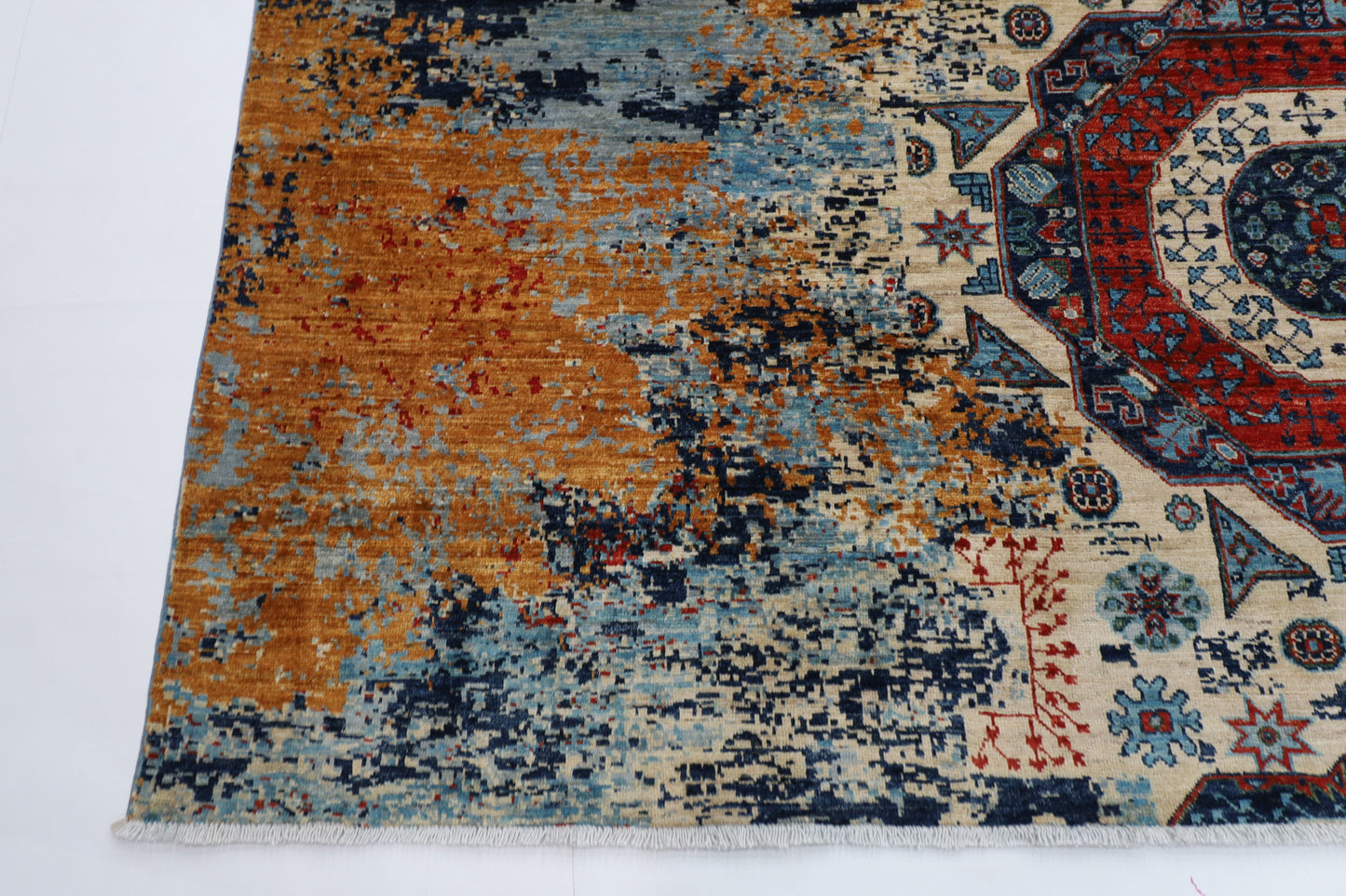 251 x 301 cm | Abstract Mamluk Oriental  Afghan Tribal Hand Knotted veg Dye Wool Carpet