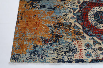251 x 301 cm | Abstract Mamluk Oriental  Afghan Tribal Hand Knotted veg Dye Wool Carpet