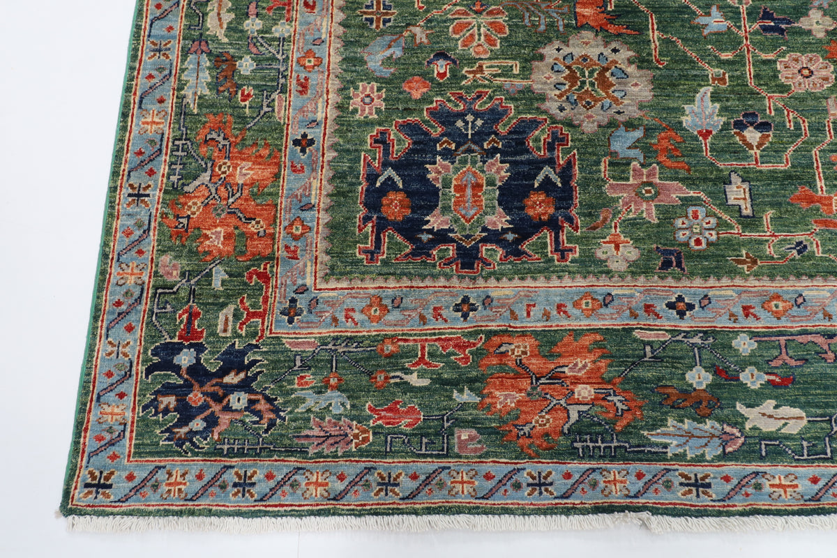 250 x 300 cm | Green Afghan Veg Dye Wool carpet