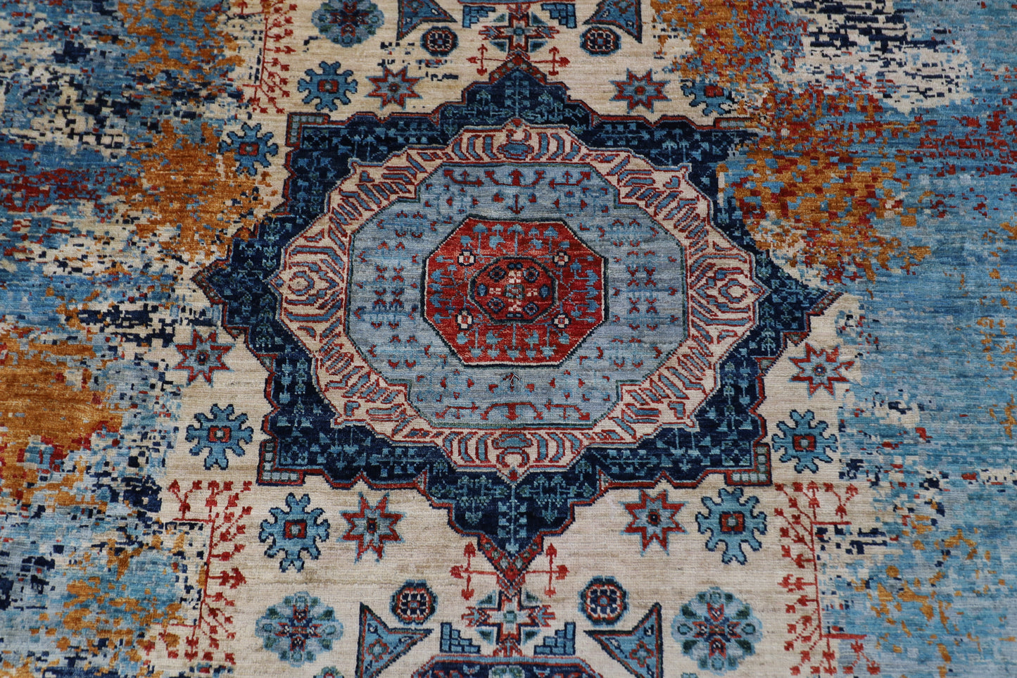 251 x 301 cm | Abstract Mamluk Oriental  Afghan Tribal Hand Knotted veg Dye Wool Carpet