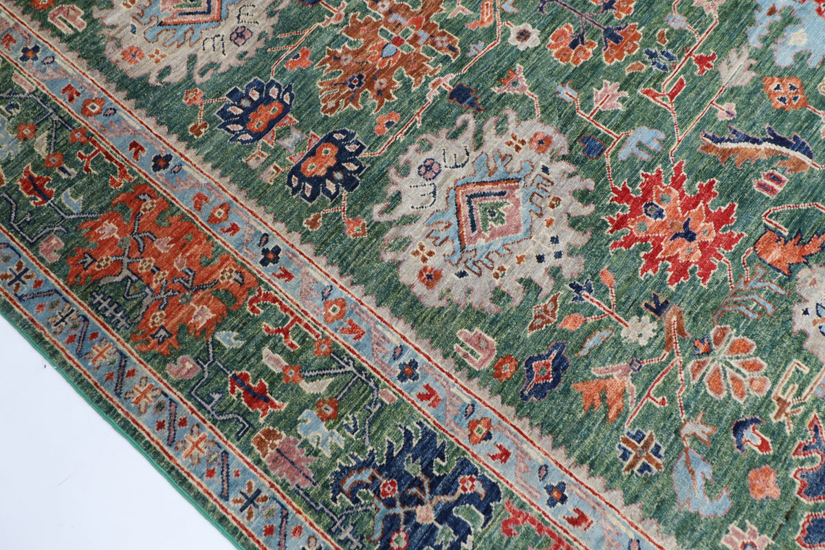 250 x 300 cm | Green Afghan Veg Dye Wool carpet