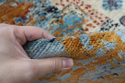 251 x 301 cm | Abstract Mamluk Oriental  Afghan Tribal Hand Knotted veg Dye Wool Carpet