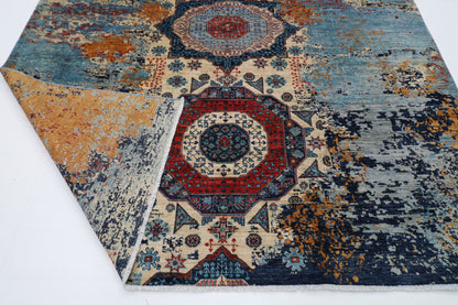 251 x 301 cm | Abstract Mamluk Oriental  Afghan Tribal Hand Knotted veg Dye Wool Carpet