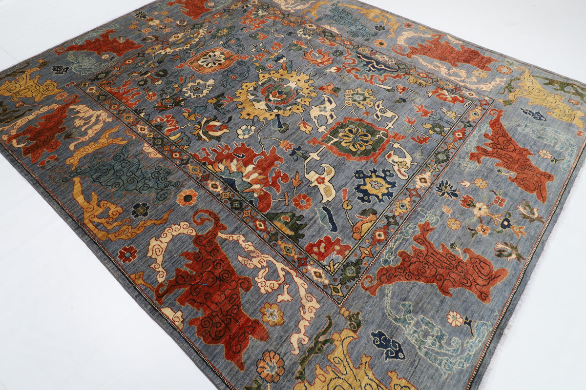 245 x 296 cm | Bluish Grey Afghan Veg Dye Wool carpet