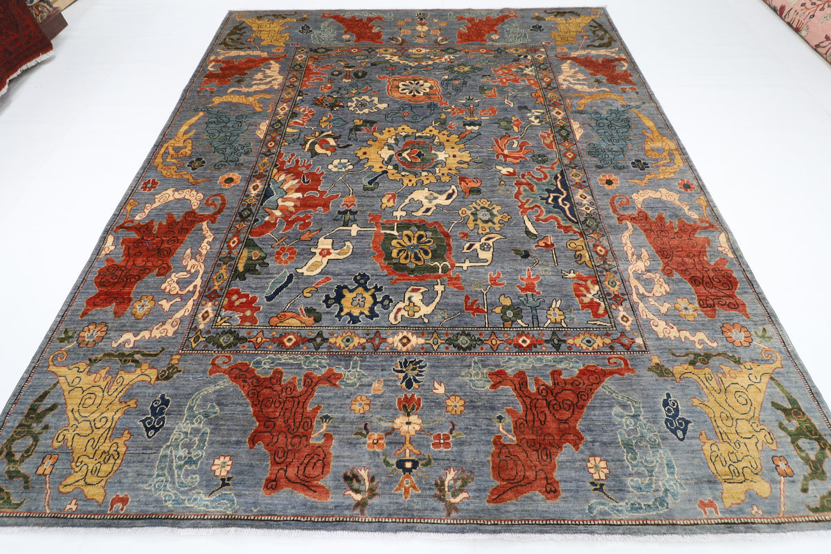 245 x 296 cm | Bluish Grey Afghan Veg Dye Wool carpet