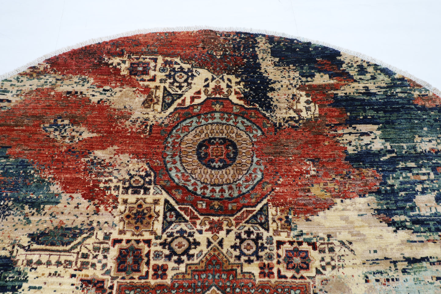 250 x 245 cm | Oriental Abstract Round Rug Afghan Hand Knotted Veg Dye Wool carpet