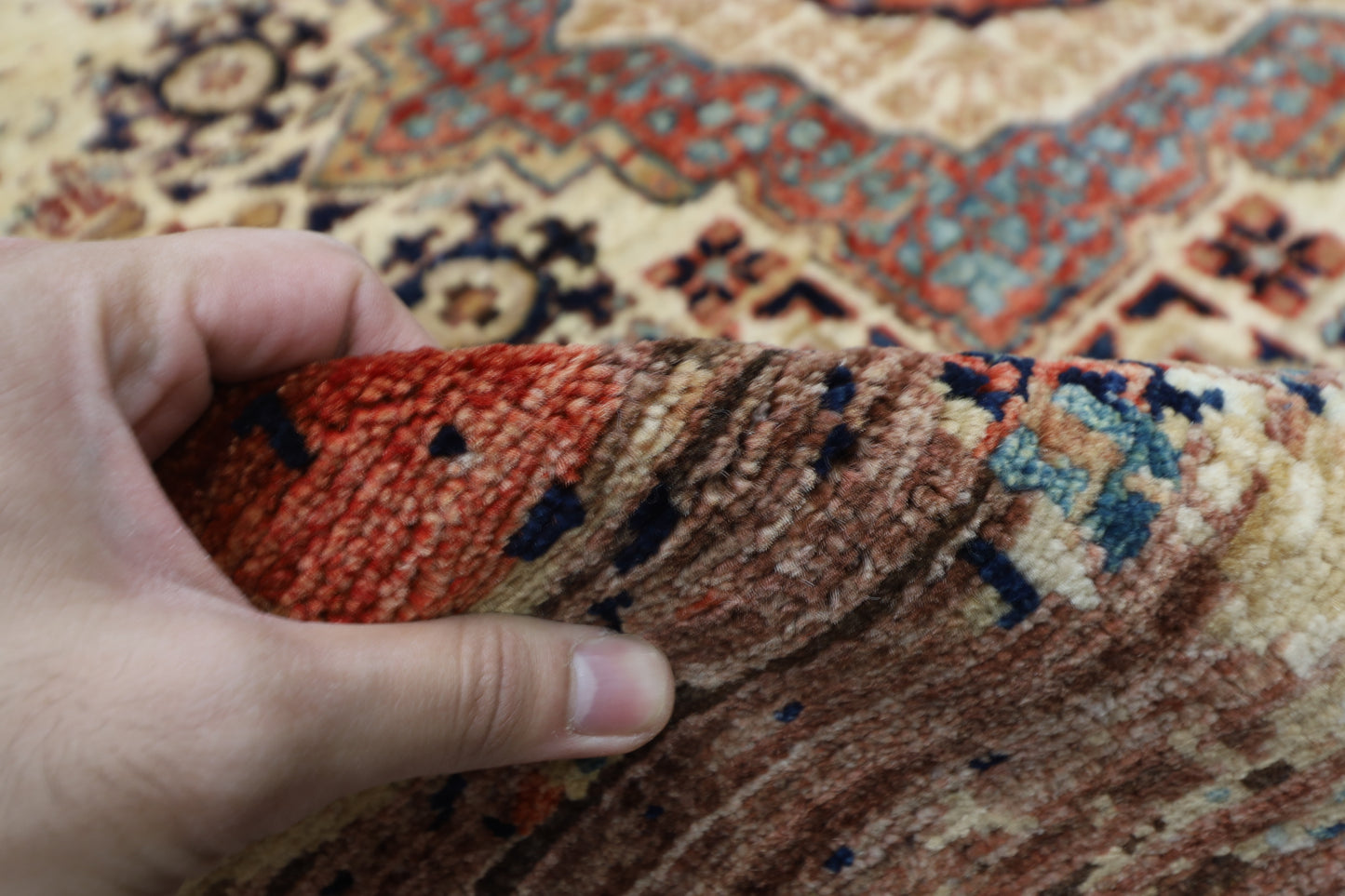 250 x 245 cm | Oriental Abstract Round Rug Afghan Hand Knotted Veg Dye Wool carpet