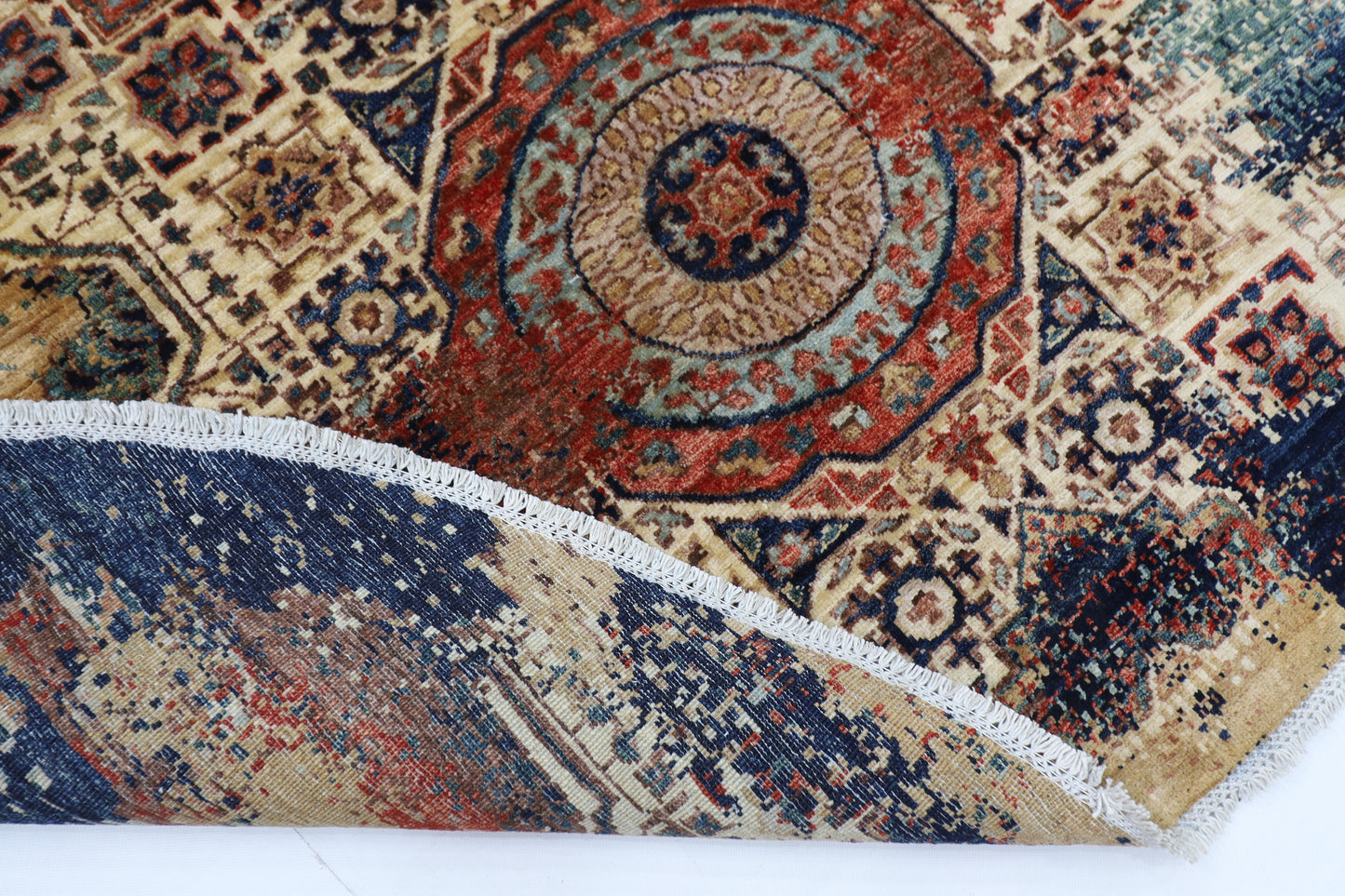 250 x 245 cm | Oriental Abstract Round Rug Afghan Hand Knotted Veg Dye Wool carpet