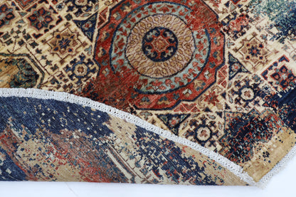 250 x 245 cm | Oriental Abstract Round Rug Afghan Hand Knotted Veg Dye Wool carpet