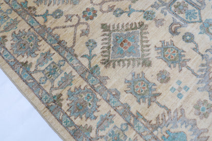121 x 477 cm | Floral Beige Runner Rug Afghan Hand Knotted veg Dye Wool carpet