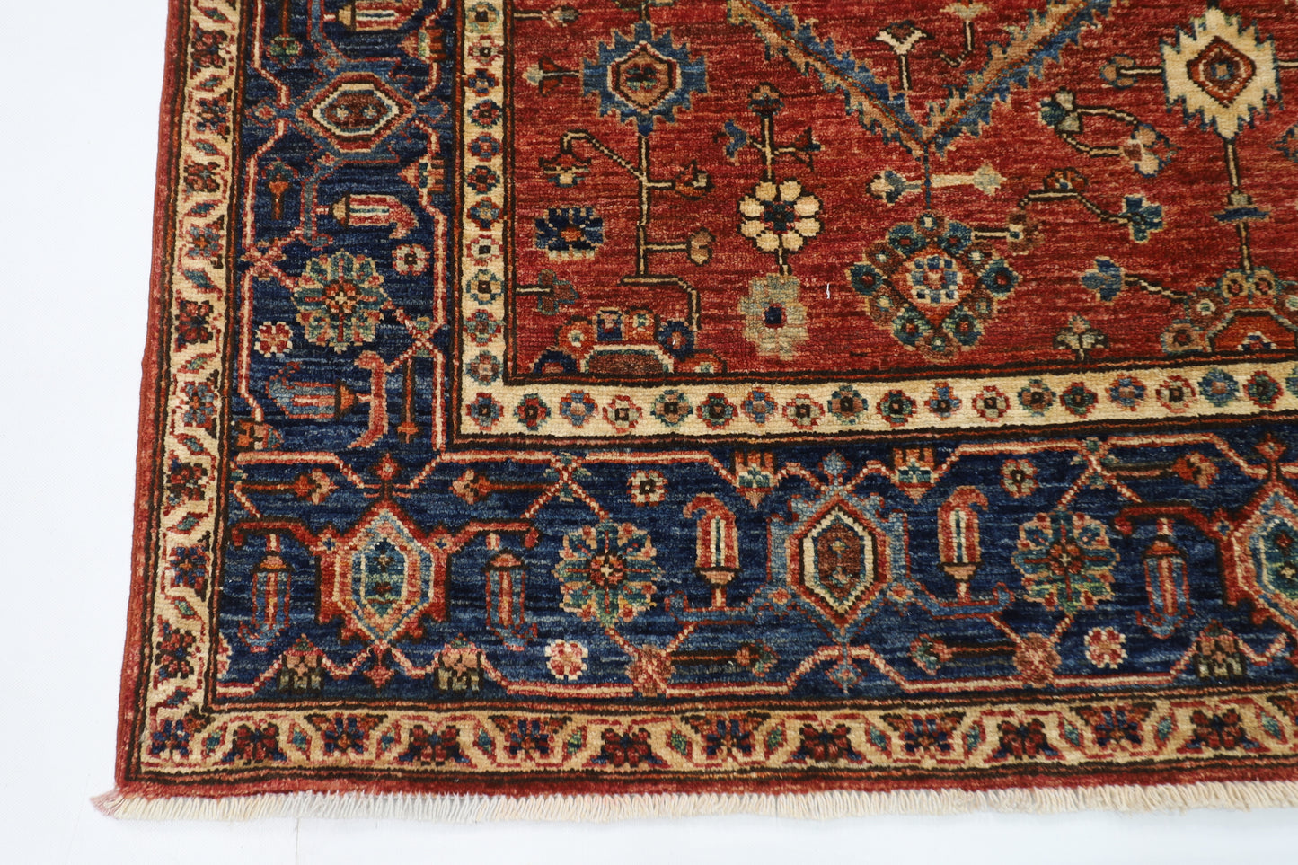 159 x 214 cm | Oriental Red Area Rug Afghan Hand Knotted Veg Dye Wool carpet