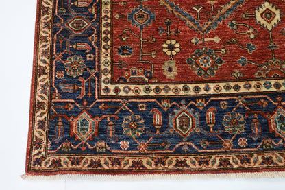 159 x 214 cm | Oriental Red Area Rug Afghan Hand Knotted Veg Dye Wool carpet