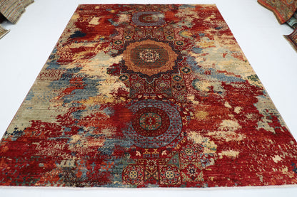 247 x 298 cm | Abstract Mamluk Oriental Area Rug Afghan Tribal Hand Knotted veg Dye Wool Carpet
