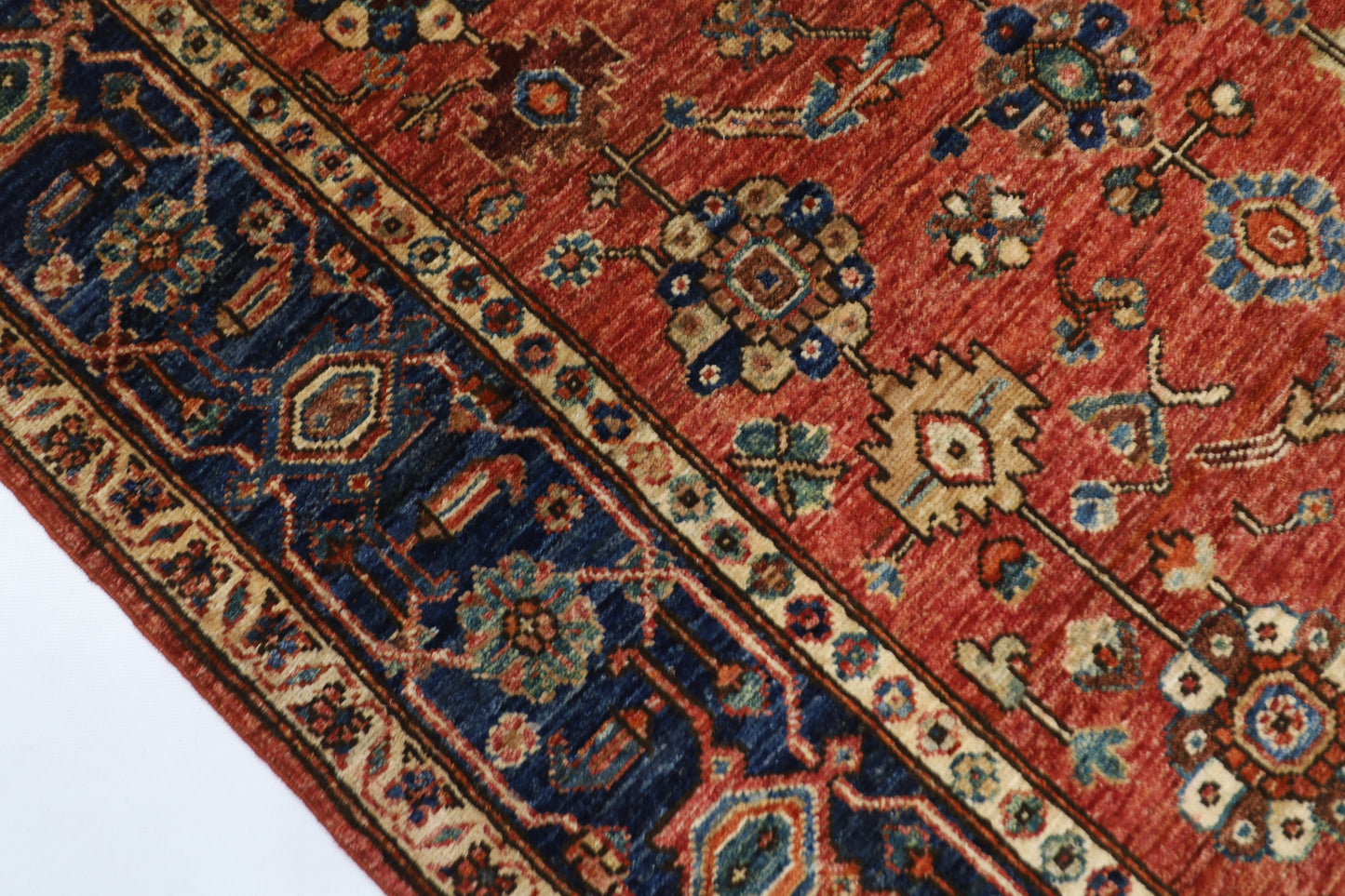 159 x 214 cm | Oriental Red Area Rug Afghan Hand Knotted Veg Dye Wool carpet