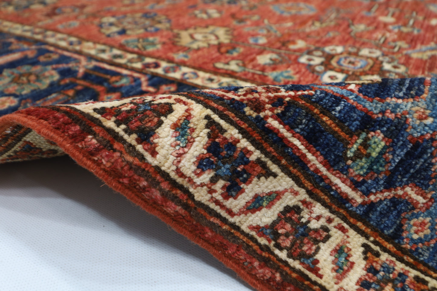 159 x 214 cm | Oriental Red Area Rug Afghan Hand Knotted Veg Dye Wool carpet