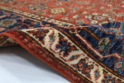 159 x 214 cm | Oriental Red Area Rug Afghan Hand Knotted Veg Dye Wool carpet