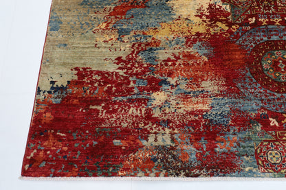 247 x 298 cm | Abstract Mamluk Oriental Area Rug Afghan Tribal Hand Knotted veg Dye Wool Carpet