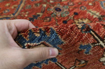 159 x 214 cm | Oriental Red Area Rug Afghan Hand Knotted Veg Dye Wool carpet