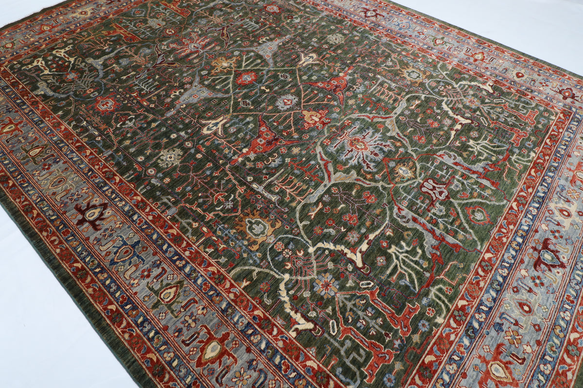 273 x 364 cm | Bidjar Green Afghan Veg Dye Wool carpet
