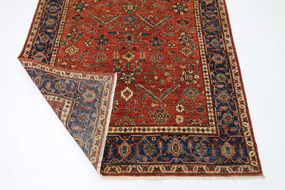 159 x 214 cm | Oriental Red Area Rug Afghan Hand Knotted Veg Dye Wool carpet