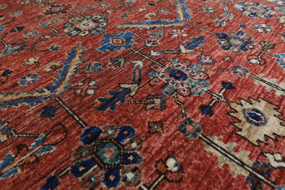 159 x 214 cm | Oriental Red Area Rug Afghan Hand Knotted Veg Dye Wool carpet