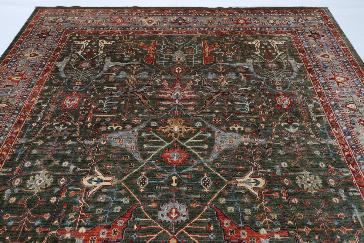 273 x 364 cm | Bidjar Green Afghan Veg Dye Wool carpet