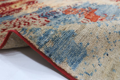 247 x 298 cm | Abstract Mamluk Oriental Area Rug Afghan Tribal Hand Knotted veg Dye Wool Carpet