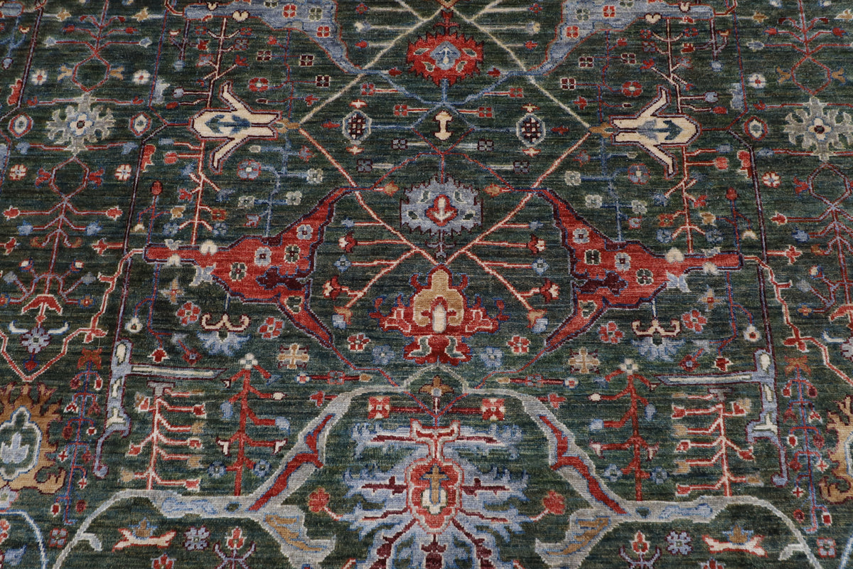 273 x 364 cm | Bidjar Green Afghan Veg Dye Wool carpet