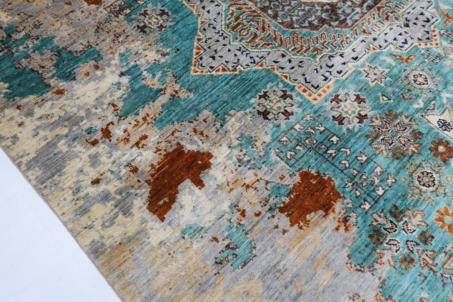 201 x 300 cm | Mamluk Abstract  Area Rug Afghan Hand Knotted veg Dye Wool carpet
