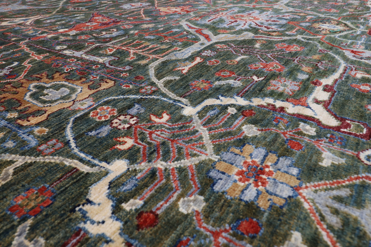 273 x 364 cm | Bidjar Green Afghan Veg Dye Wool carpet