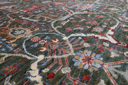 273 x 364 cm | Bidjar Green Afghan Veg Dye Wool carpet