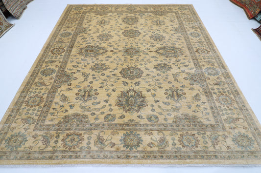 254 x 293 cm | Floral Beige Oriental Area Rug Afghan Tribal Hand Knotted veg Dye Wool carpet