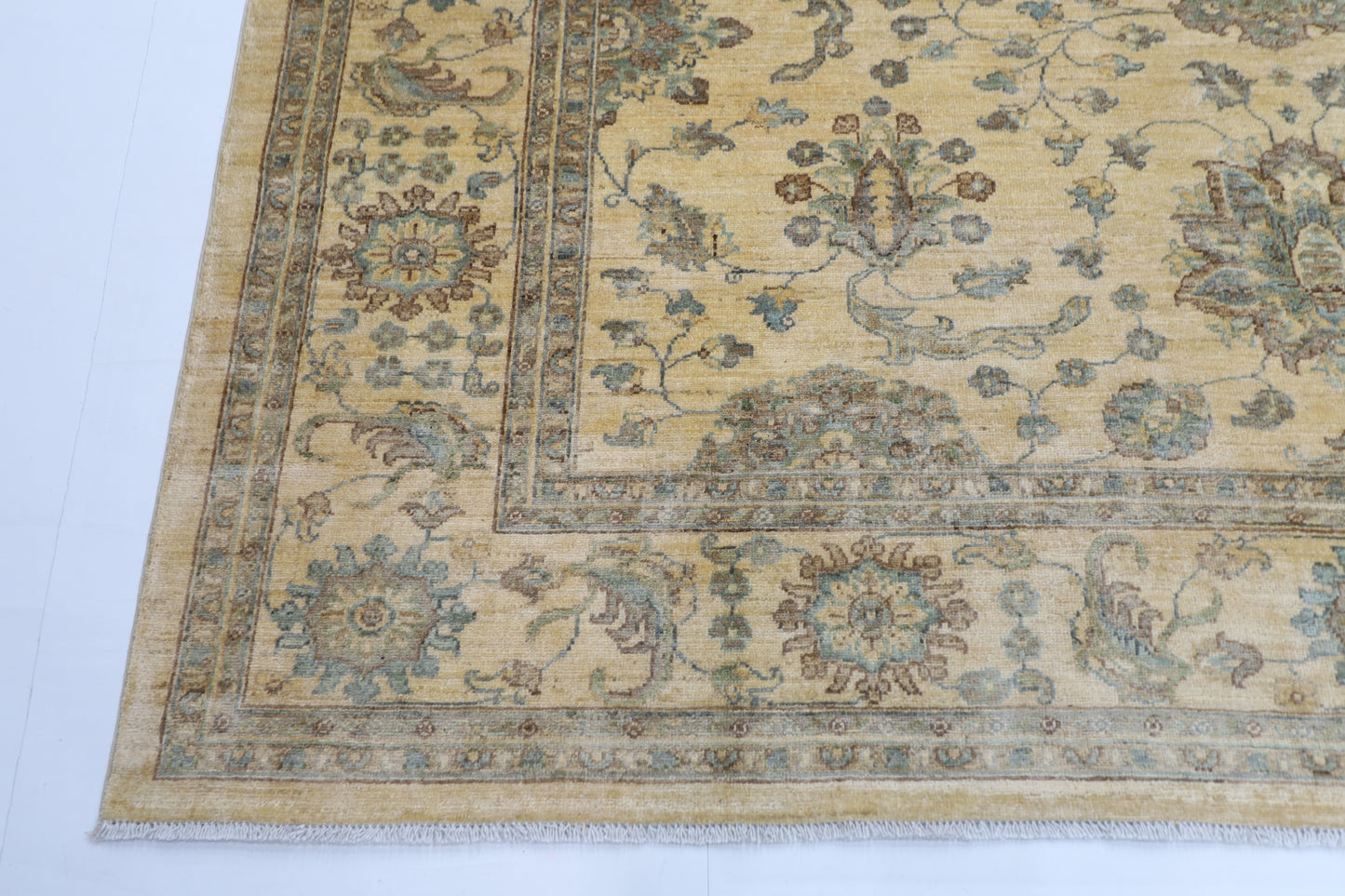 254 x 293 cm | Floral Beige Oriental Area Rug Afghan Tribal Hand Knotted veg Dye Wool carpet