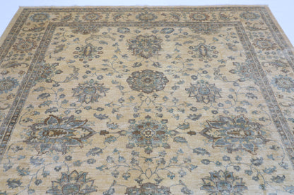 254 x 293 cm | Floral Beige Oriental Area Rug Afghan Tribal Hand Knotted veg Dye Wool carpet